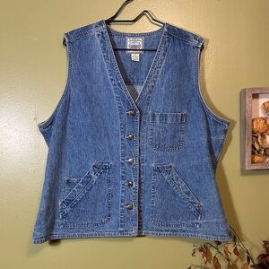 St. John's Bay Vintage 90s Y2K Blue Denim Vest- women’s size 2X 100% cotton